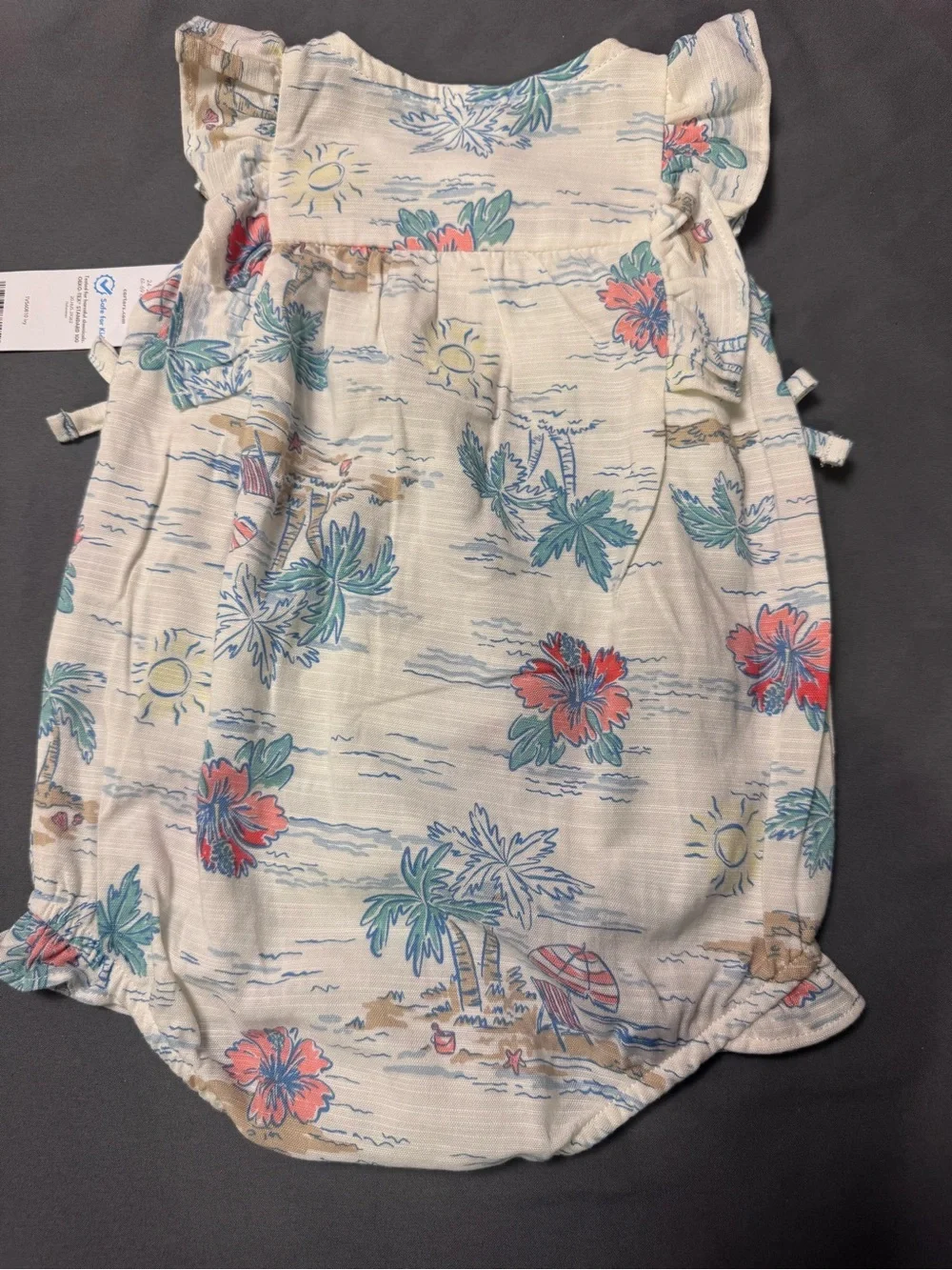 Carter's Cream Floral Palm Print Baby One-Piece Bodysuit-0013